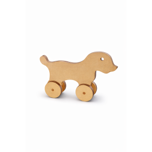 Ahşap Tekerlekli Büyük Boyanabilir Köpek 