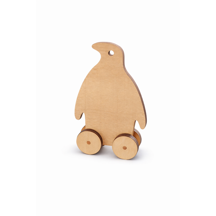 Ahşap Tekerlekli Büyük Boyanabilir Penguen 