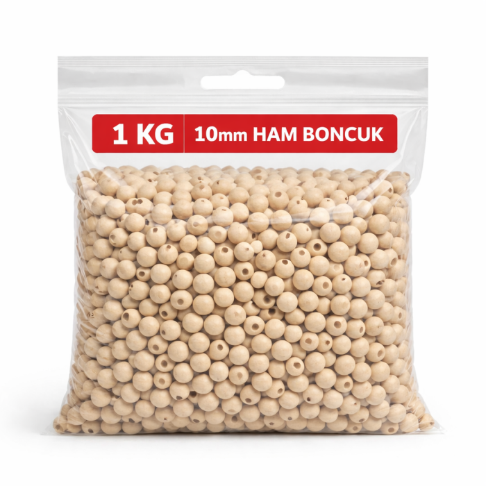 Ahşap 10 mm Ham Boncuk 1 Kg 