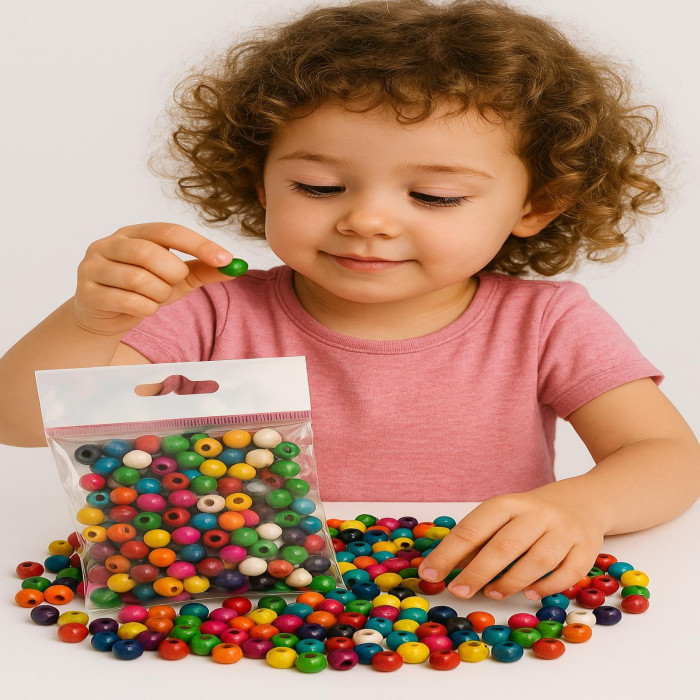 Ahşap Renkli Boncuk 10 mm Karışık 50 ADET Ahşap Renkli Boncuk 10 mm Karışık 50 ADET