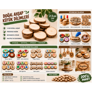 AHŞAP KÜTÜK DİLİMİ 2-3 CM ÇAP 200'LÜ PAKET
